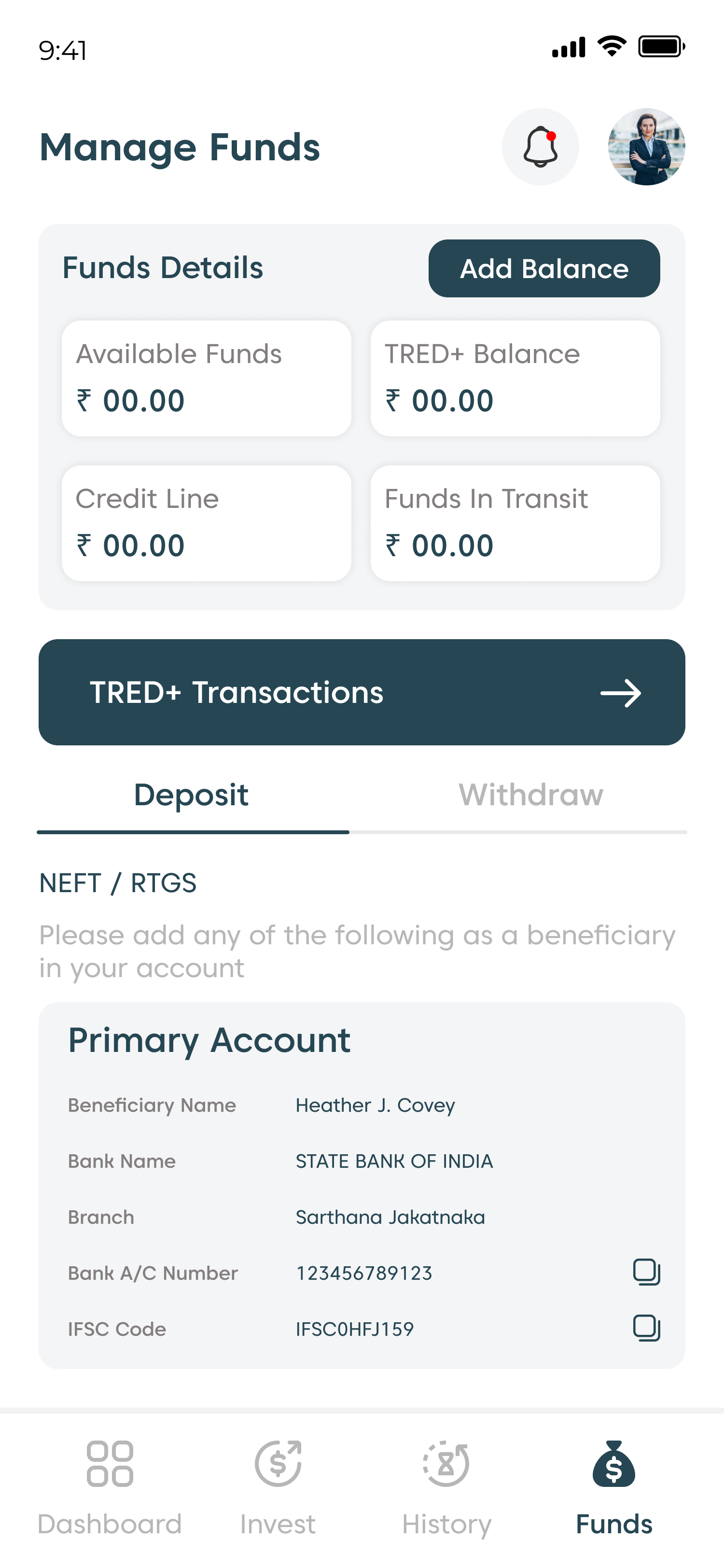 Funds Page